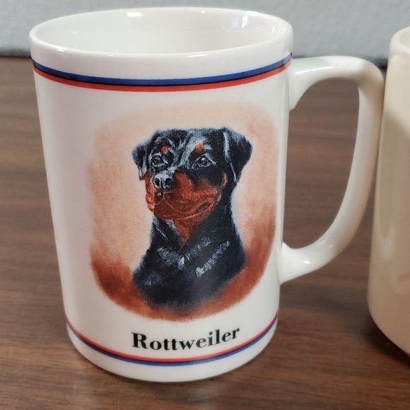 3 Rottweiler Dog Portrait Coffee Mug Cup Ceramic C. Farmer R. Maystead Mugs Cups - Picture 2 of 9